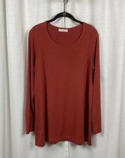 Bryn Walker Orange Rust Long Sleeve Tunic Top Sz.L