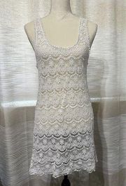 Women’s Victoria’s Secret White Crochet Beach Swim Cover Up Dress Sz M Medium