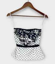 White House Black Market Floral and Polka Dot Corset Bustier Crop Top Size 4 New
