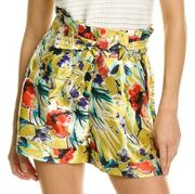 Gracia High Rise Dressy Floral Paperbag Shorts Size Medium