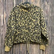 Leopard Fleece Cowl Neck Sweatshirt