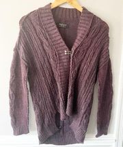 All Saints Gray Deep Purple Bind Cardigan Clasp Wool Mohair Sweater Size 0