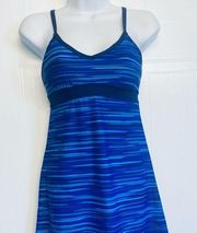 Athleta 984279 Printed Shorebreak Swim Dress Blue UPF 50+ Petite Size XXSP