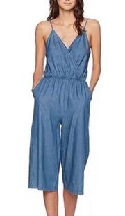 BCBGeneration Denim Culotte Cropped Surplice Jumpsuit Size XXS