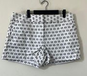 LOFT White Black Geometric Texture Pattern High Rise Shorts Size 12