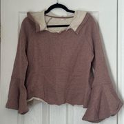 Melrose and Market Boho Hoodie Sweatshirt Raw Hem Bell Sleeve Size Small