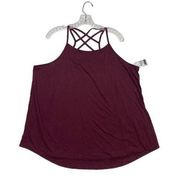 *New Lane Bryant Strappy Tank Top Womens Plus 22/24 Burgundy Casual Layer Shirt