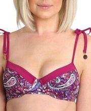 Nanette Lepore Eugenia Plunge Molded  Bikini Top Persian Paisley Raspberry 8