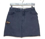 Junk‎ food skirt Def Leppard skirt NWT rock gray jean denim patchwork festival