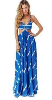 Indah Blue Innocence Palazzo Smocked Cut Out Tie Dye Maxi Dress