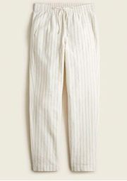 J. Crew Linen Cotton Blend Seaside Stripe Drawstring Elastic Pull On Pants Tall