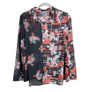 NEW Modcloth Women's Floral Plaid Mixed Print Sheer Button Down Blouse Size 1X