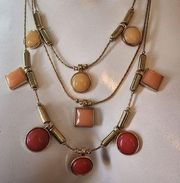 New York & Company Gold Tone, Pink, Orange, & Yellow Multilater Necklace