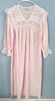 Dior Vintage S Ruffle Lace Trim Detailing Pale Pink Cotton Nightgown Sleepwear