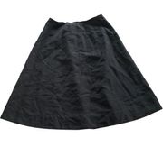 Club Monaco Skirt Womens 4 Solid Black Pleated A-Line Back Zip Silk Cotton Blend