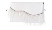 White Satin Clutch With Feathers