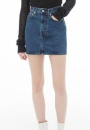 Helmut Lang Blue Denim High Waisted A-line Mini Jean Skirt, Size 29