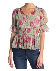 walter baker floral green gardens gia top blouse