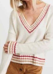 Marine Layer Adalyn sweater in cream with pink and neutral accent stripes