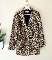 Philosophy Faux Fur Leopard Button Front Coat in Size S