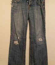 MEK DENIM ZANZIBAR EASY BOOT CUT WOMENS JEANS SZ 36/34 DISTRESSED