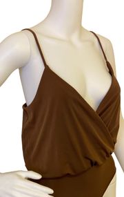 Brown Low Cut Bodysuit