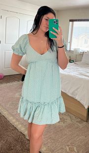 E&M Blue And White Gingham Mini Dress