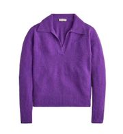 Wool Alpaca Supersoft Yarn Collared V-Neck Oversized Heather Purple
