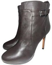 ANN TAYLOR Women's Charcoal Gray Leather Ankle Heeled  Boots Booties Sz 8M