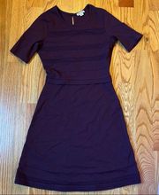 REISS purple Anabell pleat trim ponte knit dress size 4