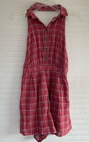 Urban Outfitters Plaid  Backless Romper