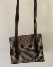 VTG 70s Lauren Ralph Lauren Houndstooth Shoulder Bag Hand Bag Black Brown Red