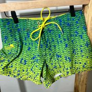 Pelagic Women's Green Blue Net Print 4-Way Stretch Comfort Board Shorts Size S