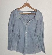 Sage the label‎ white & blue striped long sleeve blouse ( S )