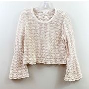 Spell & The Gypsy Crochet Cream Bell Sleeve Cropped Sweater