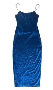 Dance & Marvel - Velvet Midi Slip Dress in Blue