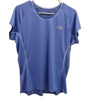 North Face Flash Dry Active Keyhole Cutout Short Sleeve Shirt Blue Large