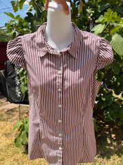 collared striped Button Up Top