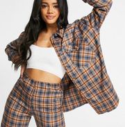 Daisy Street Plaid Flannel Oversized Button Front Long Sleeve Shirt Small NWT