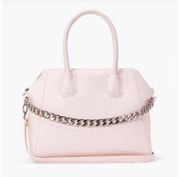 JustFab Pastel Pink Rosewater Faux Leather Silver Chain Handle Satchel Purse