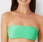 CA Waves NEW Strapless Bandeau Bikini Swim Top sz Medium Glitter Green Kidcore