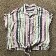 Beach Lunch Lounge women’s large striped button down top