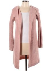 Hooded Cardigan duster sweater Pink size large