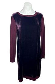 Hobbs London Benita Maroon Red Velvet Wool Silk Long Sleeve Sweater Dress Size 6