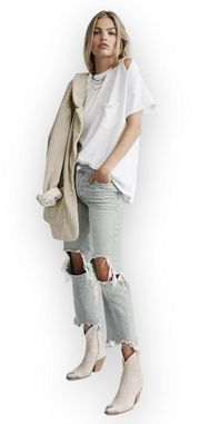 Maggie Straight Leg Distressed Jeans