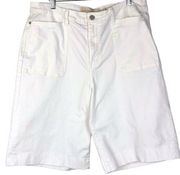 Soft Surroundings Shorts Womens Size 16 White Denim Bermuda Stretch Loose Fit