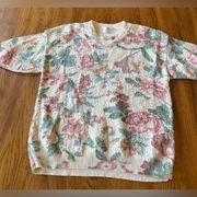 Vintage Floral Short Sleeve United States Sweaters, Size Medium EUC 90’s cottage