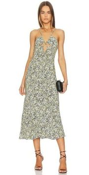 NWT Shona Joy Tammy Silk Midi Dress, Floral Keyhole Lace Front Size 6