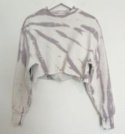 Good American Cropped Tie Dye Oversize Crewneck Pullover Sweatshirt Size 1 Small