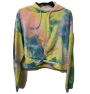 Abound Womens Multicolor Tie Dye Pullover Hoodie Crop Sweatshirt